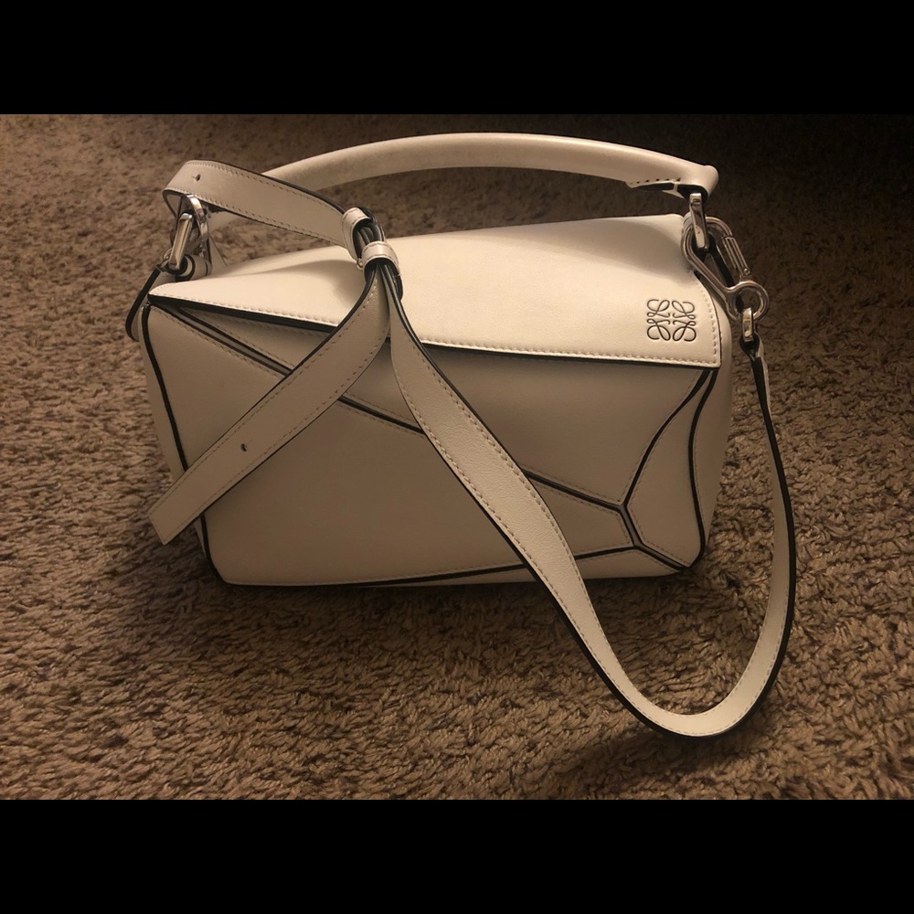 Geometric bag genuine leather